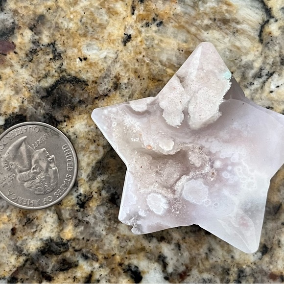 Flower Agate carved star & moon crystal pair 🌙⭐️✨ - Picture 9 of 9